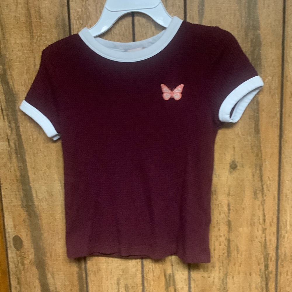 SO Juniors Waffle Tee w/Butterfly Detail